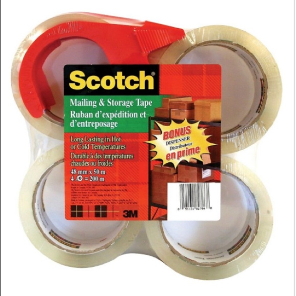 Scotch Super-Clear Packaging Tape, 4-Pack